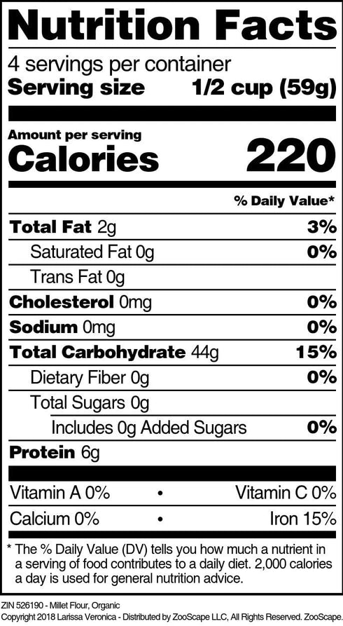 Larissa Veronica (16 oz, 526190) 2 Pack Millet Flour, Organic ZIN: