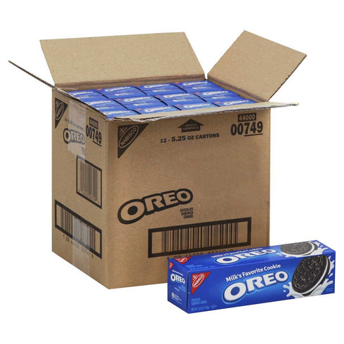Mondelez International 5.25 12 Kraft Nabisco Oreo Chocolate Cream Sandwich Cookies, Ounce -- per case.