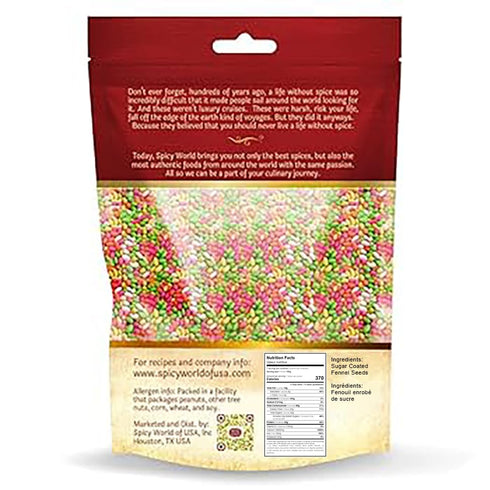 Spicy World 14 Oz (400g) Pack Sugar Coated Fennel Seeds | Sweet Saunf Candy for Mouth Freshening - | Premium Quality