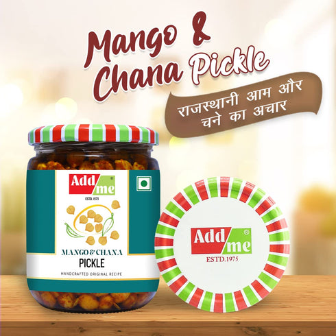 Add me 500 500gm Pack Rajasthani Mango Chana Chole Achar gm Chickpeas aam ka Pickle Glass