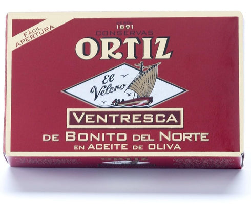 Ortiz Ventresca White Tuna Belly in Olive Oil, 3.88oz Can, Tender Buttery Fillets