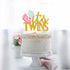 LHCING 1st It's Twins Gender Reveal Cake Topper - Baby Birthday Loveable Gold Glitter Footprints Cake Topper - Gender