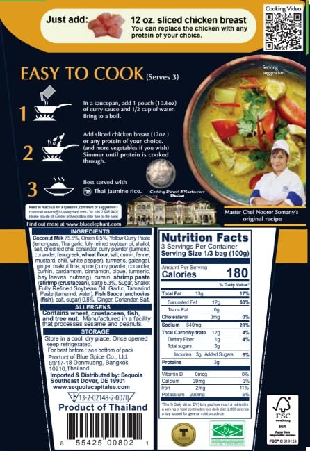 Authentic Thai Yellow Curry Sauce - Blue Elephant