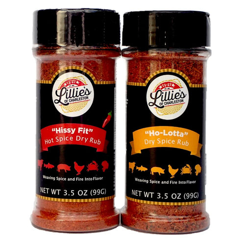 Lillie's of Charleston All Purpose Seasoning 2 pk | Ho-Lotta (Mild) + Hissy Fit (Hot) | 7oz Shaker Top, Keto Vegan