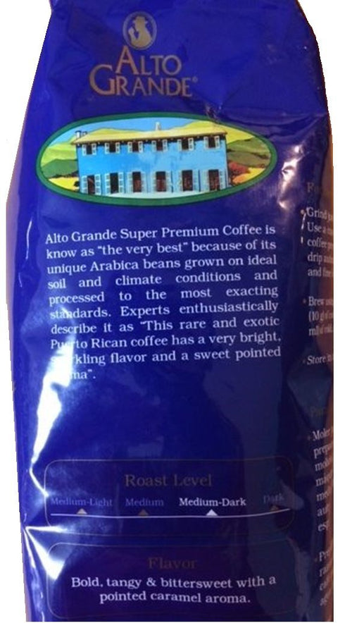 2 (Pack 1) Alto Grande Super Premium Coffee Beans, Medium Dark Roast, Single Origin, Puerto Rico Arabica, Whole Bean