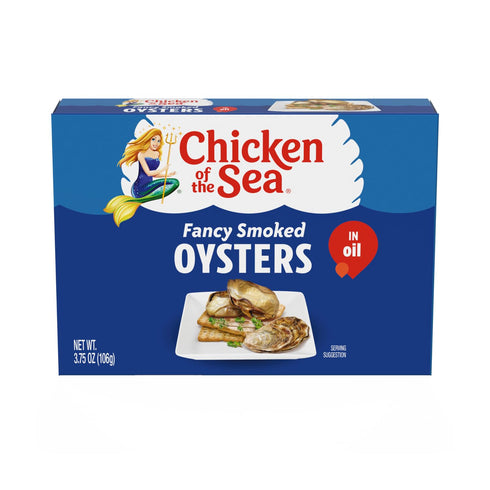 3.75-Ounce (Pack 18) Chicken of the Sea Fancy Smoked Oysters in Oil, Canned Oysters, Great for Recipes, Cans