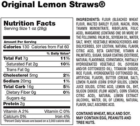 Mississippi Cheese Straw Factory 32oz (908g) Original Lemon Straws in Plain Box