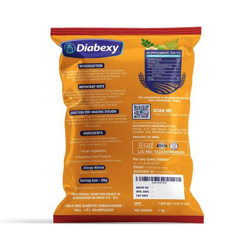 1kg Diabexy Atta Sugar Control LITE Nuts Free for Diabetics