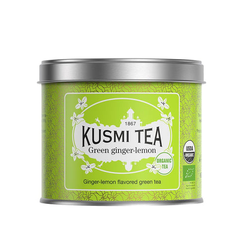 Kusmi Tea - Green Ginger Lemon, Organic Green Tea Blend with Ginger & Lemon, Loose Leaf Tea Tin Box of 3.5 oz