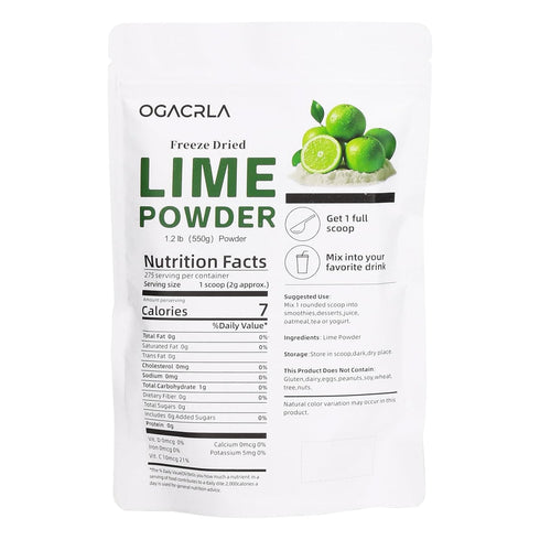 OGACRLA 1.25 lb Lime Powder Freeze-Dried Lime Juice Flavor Rich in Vitamin C | Natural Fruit Powder | No Sugar