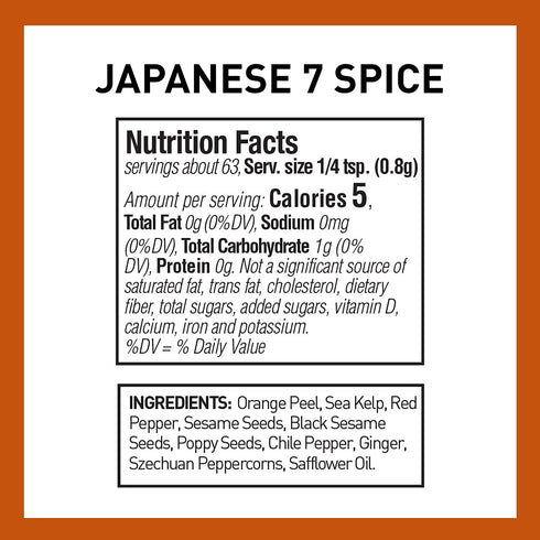 7 1.8 OZ SPICE HUNTER Japanese Spice Seasoning
