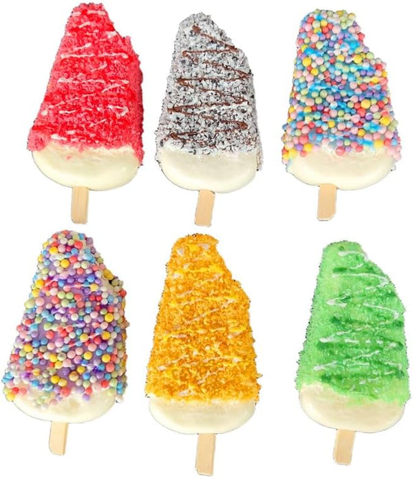 Jilukibo 6 Pack Artificial Popsicle with a Bite, Realistic Fake Ice Cream Bar