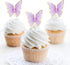 Set of 66 Pack Mixed Size & Colour Purple Gold Cupcake Toppers 3D Butterfly Cake Picks with Dot Glue for Party