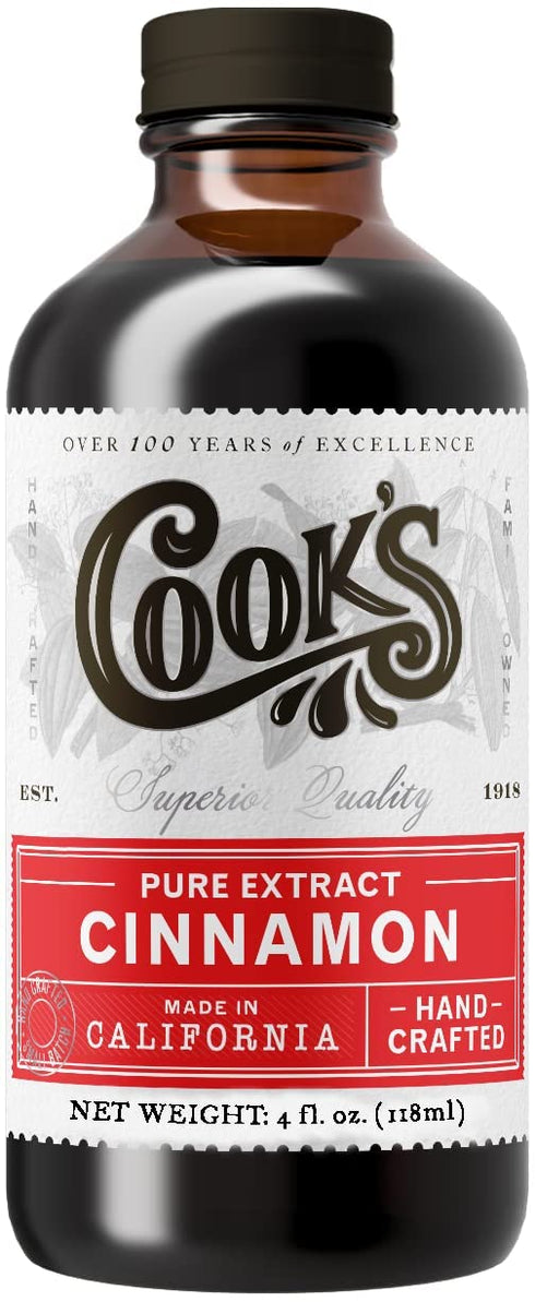 Cook's Pure Cinnamon Extract, Premium All Natural Ceylon Cinnamon Extract for Baking, Cooking, Beverages, 4 oz