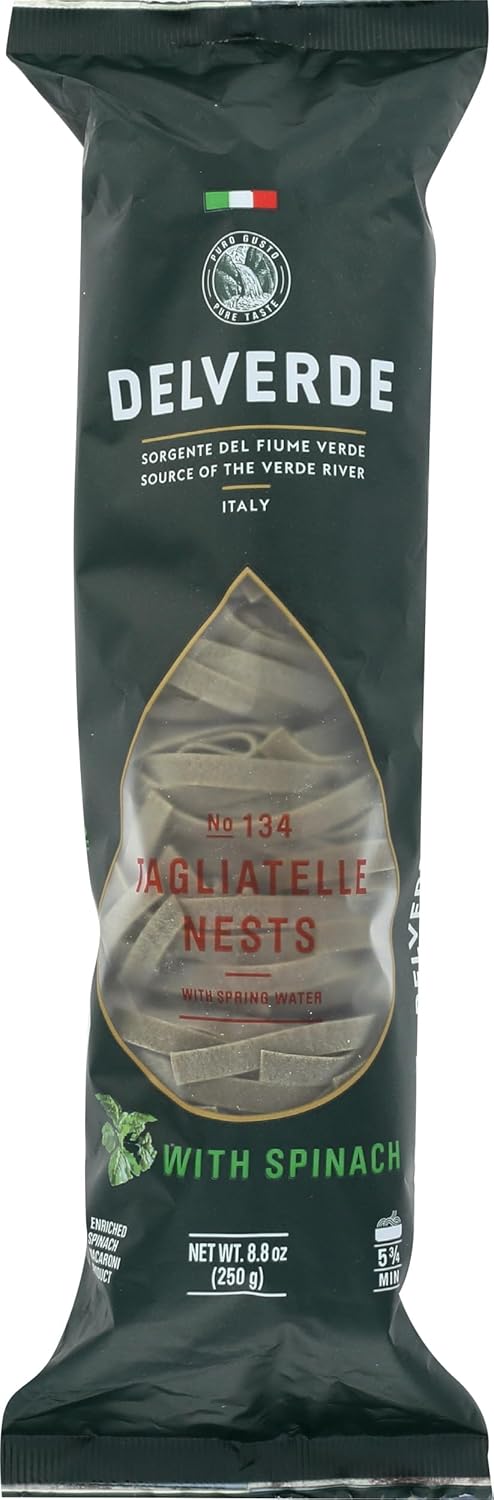 Delverde , Pasta Spinach Tagliatelle Nest, 8.8 Ounce