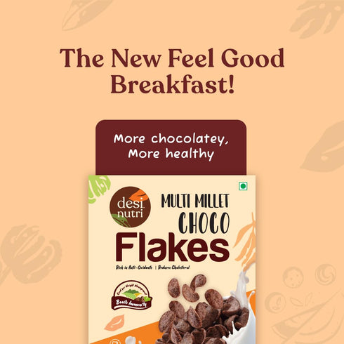 345 Desi Nutri Multi Millet Health Choco Flakes | Ready to Eat Choco Flakes | Millet Choco Flakes | Choco Flakes - gms