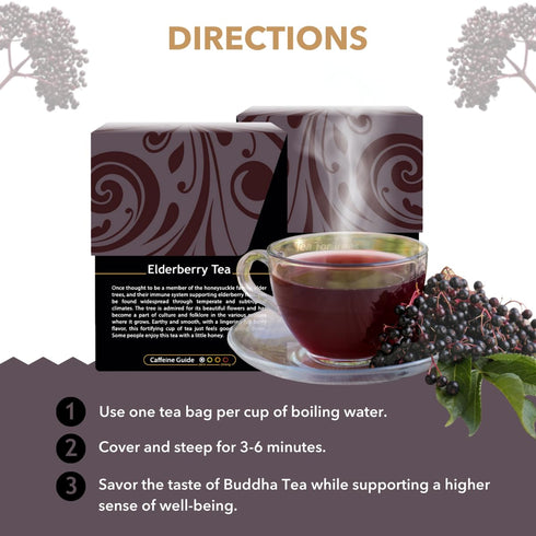 Wellbeing 18 (Pack 1) Buddha Teas - Organic Elderberry - Herbal Tea - For Health & - With Antioxidants & Minerals