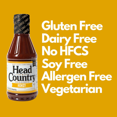 Head Country Bar-B-Q Sauce, Honey, 20 oz - Gluten Free, Sweet & Smoky BBQ Sauce for Beef, Pork, Chicken