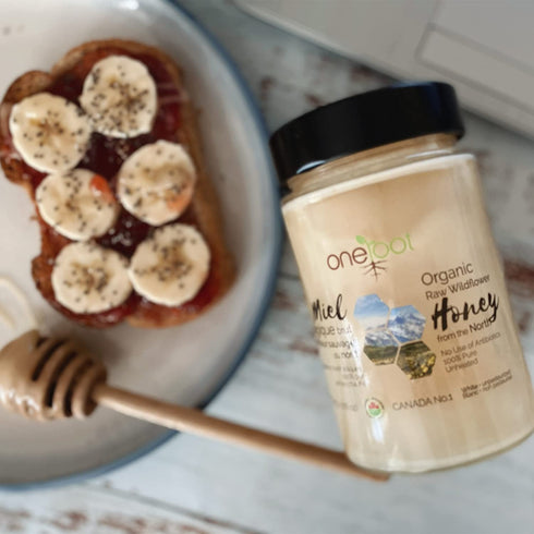 100% 17.6 Oz/1.1 Lbs, Oneroot Organic Canadian Wildflower Honey - Unheated & Creamed - Nutrient-Rich, Natural Sweetener