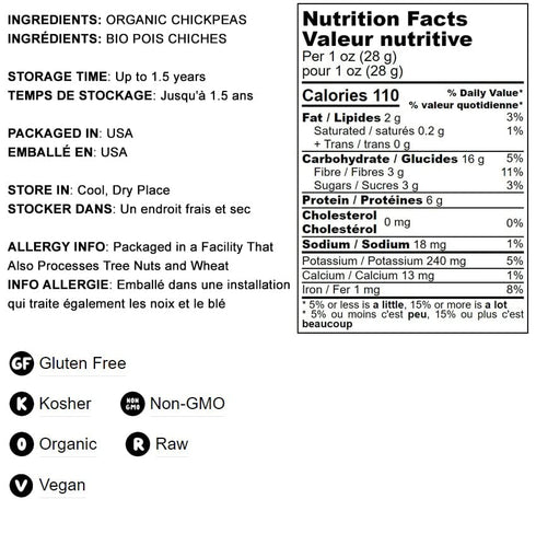 8 Food to Live Food to Live Gluten Free Organic Chickpea Flour, Ounces Non-GMO, Finely Milled Dried Garbanzo Beans