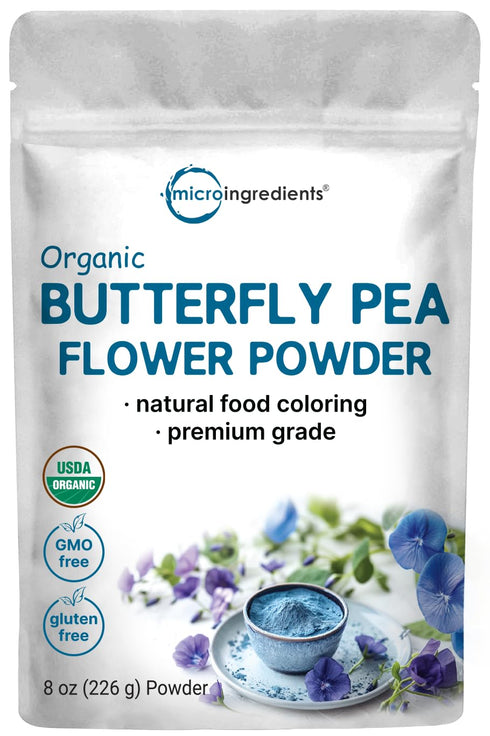 Micro Ingredients Organic Butterfly Pea Flower Powder, 8 oz | Herbal Tea