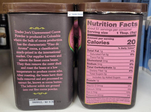 Trader Joes 9oz 255g Trader Joe's Cocoa Powder Unsweetened (Two Tubs)