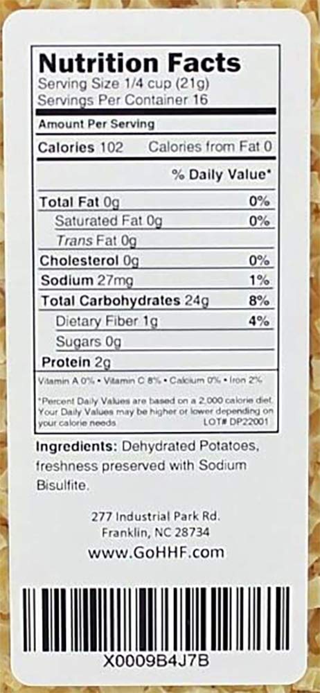 2.25 Harmony House Foods Dehydrated Diced Potatoes - Dried Potato Pieces, For Hash Browns, Stews, Soups, Home Fries