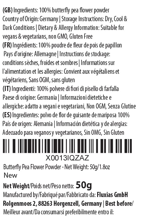 Bluechai Butterfly Pea Flower Powder, 100% Blue Matcha, Natural Blue Food Coloring for Beverages and Cakes