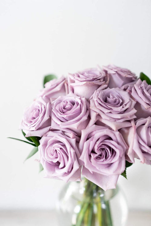 Dozen From You Flowers - One Purple Roses with Glass Vase | Fresh Flower Bouquets for Birthday, Anniversary, Get Well
