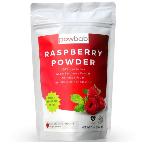 powbab Raspberry Powder from 100% USA Grown Organic Raspberries. No Added Sugar,