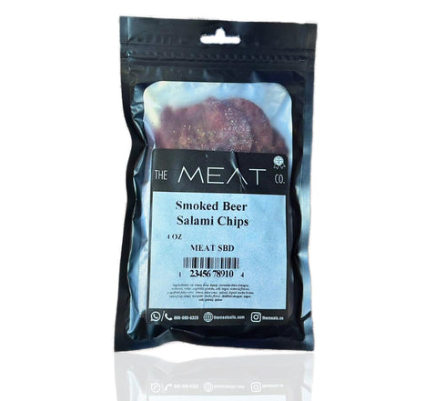 The Meat Co (4oz) Smoked Beer Beef Salami Chips, Made with Premium Meats, handmade