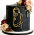 Wkeldr Pregnant Women Cake Topper Pregnancy Announcement Cake Toppers Pregnancy Reveal Lady Cake Decor Acrylic Gold