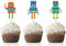 Robots Cupcake Topper Picks, 24-Pack Robot Baby Shower Or Kids Birthday Party