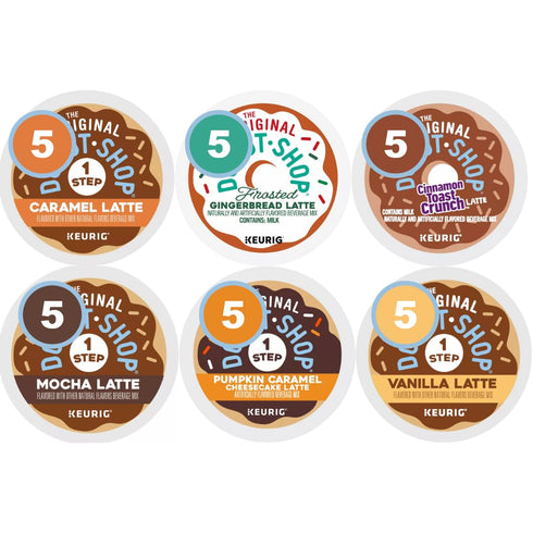 BREWANA 30 Count Latte Pods Variety Pack. 6 Top Flavors - Vanilla, Caramel,