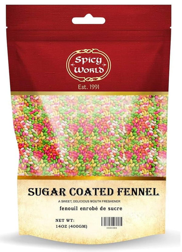 Spicy World Sugar Coated Fennel Seeds | Sweet Saunf Candy for Mouth Freshening -