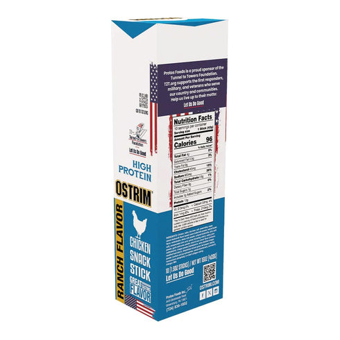 (1.5oz) (Pack 10) Ostrim Chicken High Protein Snack Stick, Ranch Flavor