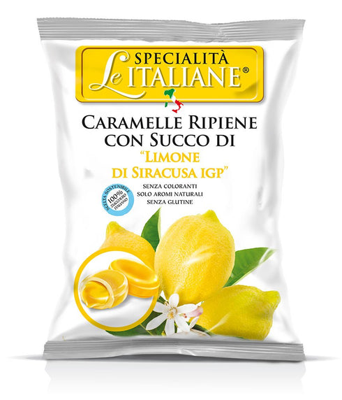 Serra Le Italiane Natural Hard Candy Filled with Lemon from Siracuse Italy, 3.5 oz
