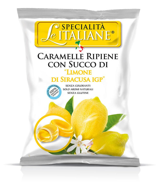 Serra Le Italiane Natural Hard Candy Filled with Lemon from Siracuse Italy, 3.5 oz