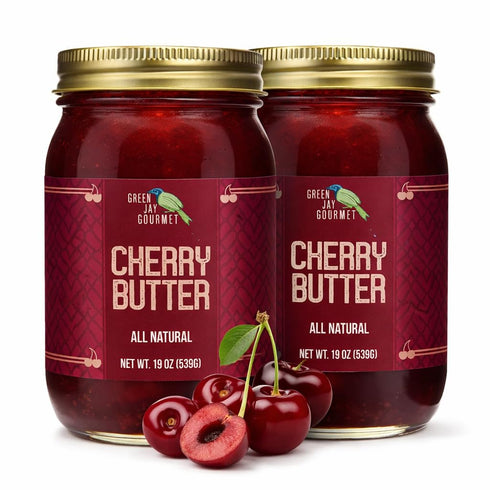 Green Jay Gourmet Cherry Butter - All-Natural, Gluten-Free Fruit Spread - Cherry