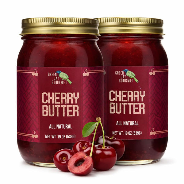 Green Jay Gourmet Cherry Butter - All-Natural, Gluten-Free Fruit Spread - Cherry