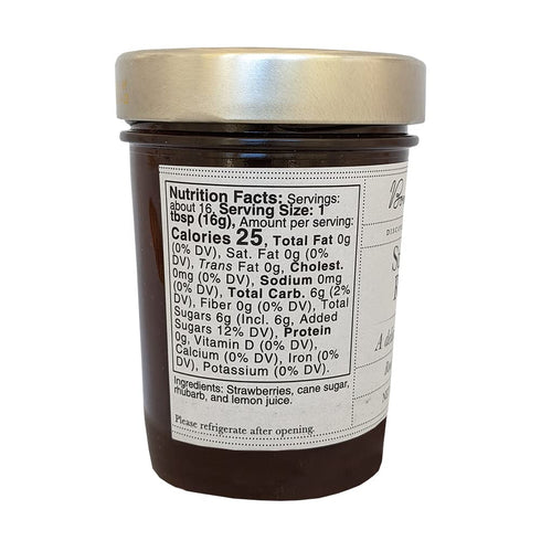 17.5 oz, (2-Pack) Bonnie's Jams Strawberry Rhubarb Jam, Made with Fresh Rhubarb and Strawberries, Twice the Fruit-Half