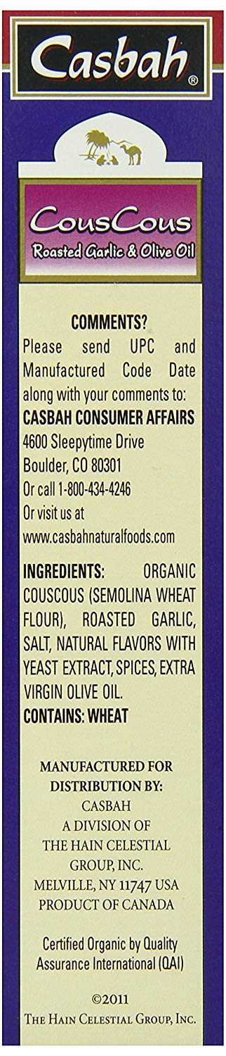 CASBAH 7oz (2 Pack) COUSCOUS ROASTED GARLIC & OLIVE OIL