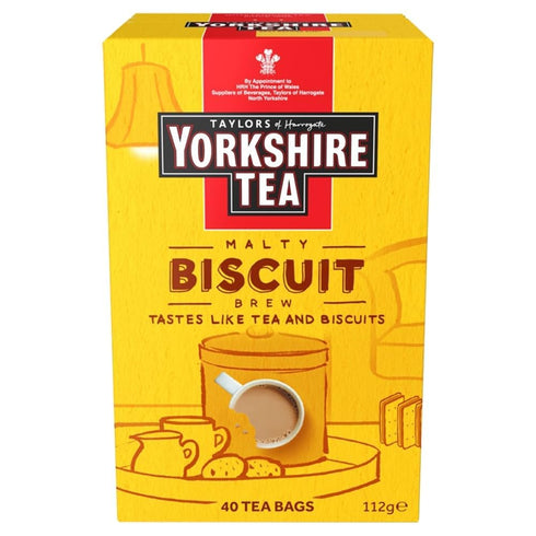 Yorkshire Tea Malty Biscuit Brew, Black Tea, Pillow Tea Bags, 40 Count