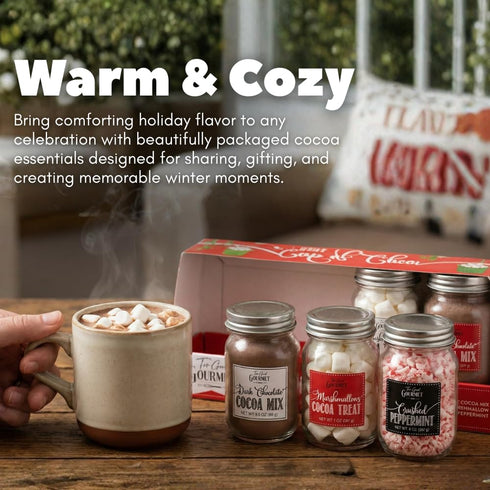 Set, 2-Pack, Hot Chocolate Cocoa Bar Gourmet Cocoa Powder, Marshmallows & Peppermint Candy Kit, Winter Holiday Gift