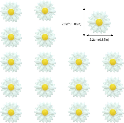 Etwgbaby 15 PCS Daisy Cupcake Toppers Little White Daisies Flowers Cake Decorations Picks White Flowers for Bridal
