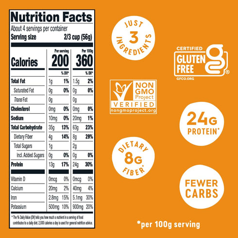 Veggiecraft Farms Penne Pasta - Low Carb, High Protein, Gluten Free, Plant Based, 8 Ounce