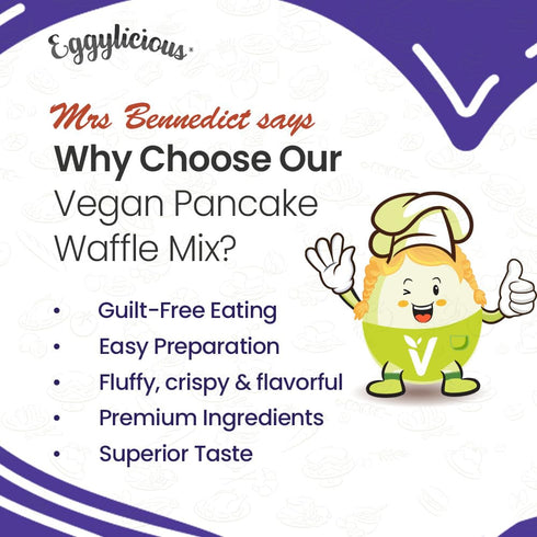 Eggylicious 1 lbs 8 oz (680 Vegan Pancake/Waffle Mix | Protein & Fibre Rich Gluten Free Pancake Mix | Quick & Easy