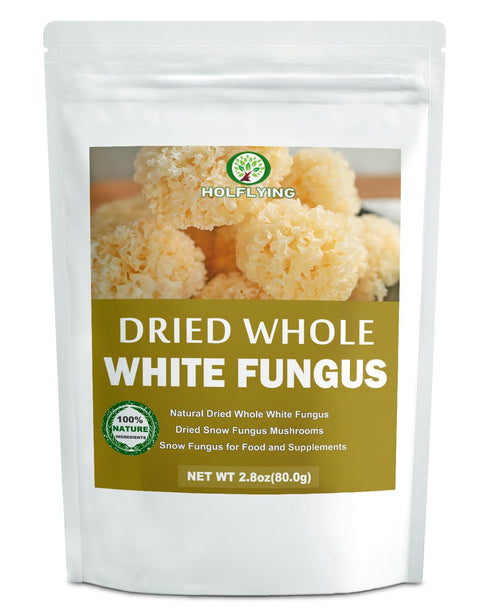 HOLFLYING Dried Whole White Fungus - 2.8 oz, All-Natural Snow Fungus Mushrooms -