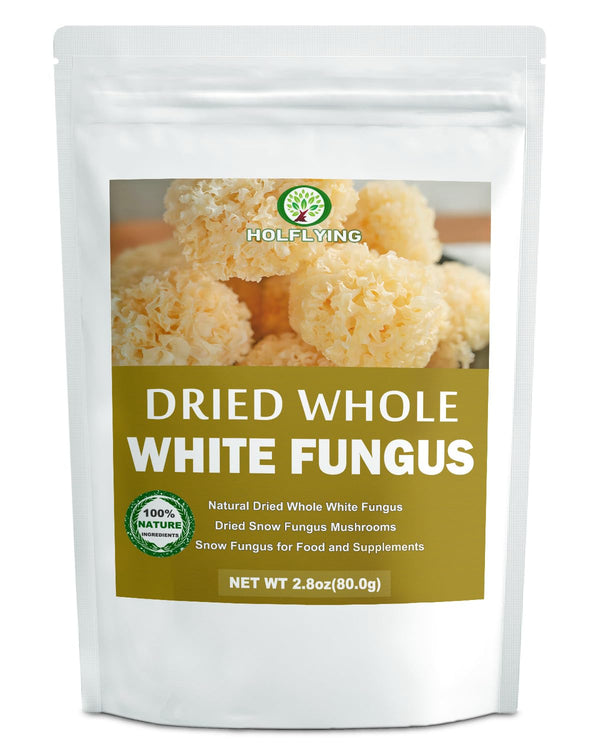 HOLFLYING Dried Whole White Fungus - 2.8 oz, All-Natural Snow Fungus Mushrooms -