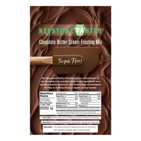 7.9 oz 6-Pack Keystone Pantry Sugar-Free Butter Cream Frosting Mix Bag Sugar & Gluten Free Kosher Dairy Zero Net Carbs